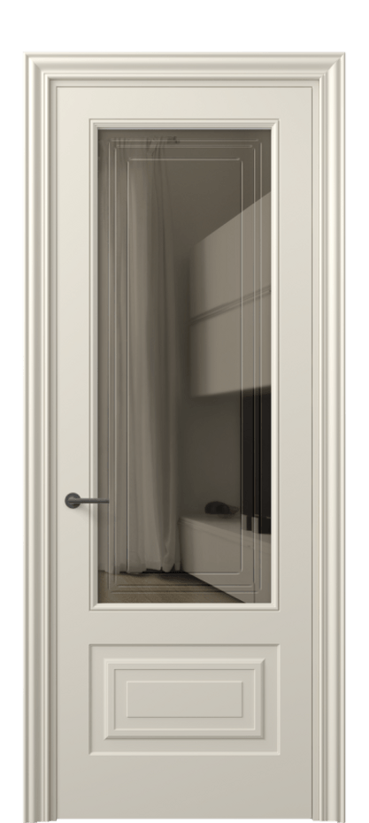 Межкомнатная дверь Mascot 8442 Матовый бежево-серый Прозрачное бронзовое стекло с гравировкой "Грани", триплекс Цена 82499 ₽ | Volhovec