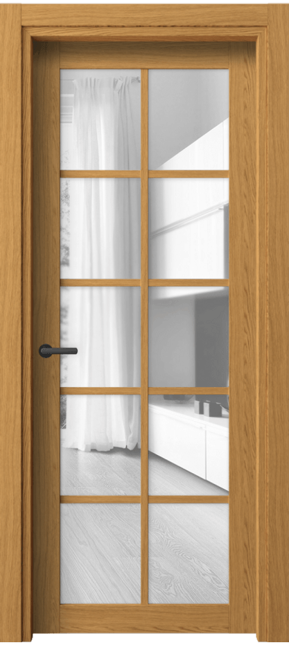 Межкомнатная дверь Neo 2106 Ванильный дуб Прозрачное стекло, триплекс, 6 мм Цена 36399 ₽ | Volhovec