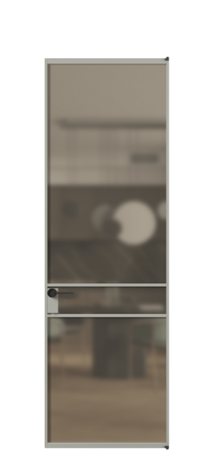 Алюминиевая дверь АЛПЛ040.02 Алюминий нейтральный серый Сатинированное бронзовое стекло, триплекс Цена 123970  | Volhovec