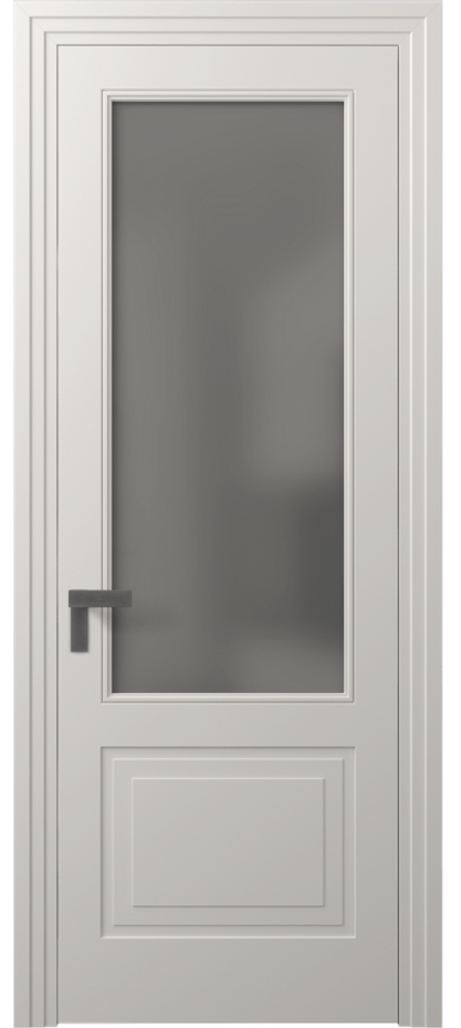 Межкомнатная дверь Рокка 8352 Матовый пудровый белый Сатинированное серое стекло, триплекс Цена 86299 ₽ | Volhovec