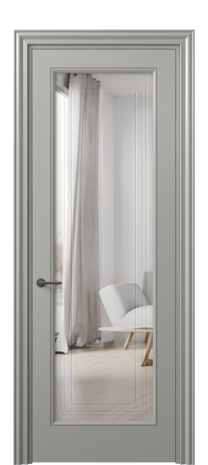 Межкомнатная дверь Mascot 8400 Матовый нейтральный серый Двустороннее зеркало с гравировкой "Грани"», триплекс, 7 мм Цена 79599 ₽ | Volhovec