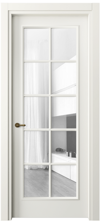 Межкомнатная дверь Paris 8102 Матовый жемчужный Прозрачное стекло, 4 мм Цена 72399 ₽| Volhovec