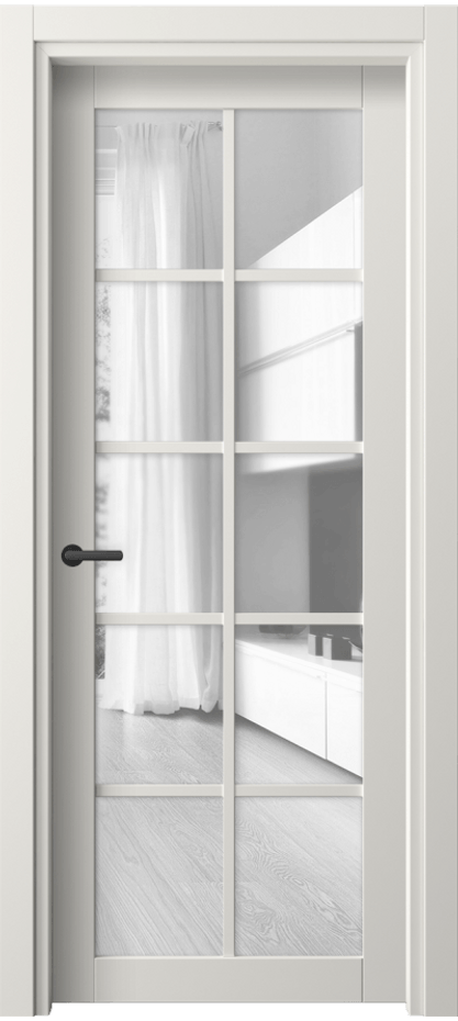 Межкомнатная дверь Neo 2106 ПЭТ белоснежный Прозрачное стекло, триплекс Цена 35799 ₽ | Volhovec