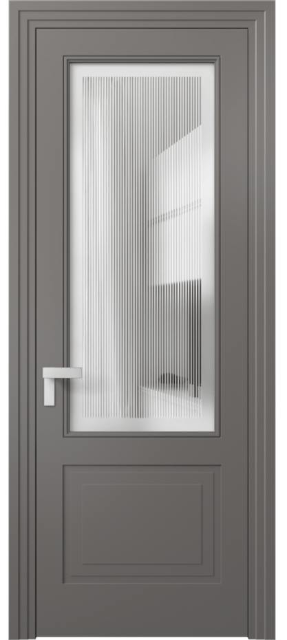 Межкомнатная дверь Rocca 8352 Матовый классический серый Сатинированное с гравировкой "Каннелюры", триплекс Цена 91899 ₽ | Volhovec