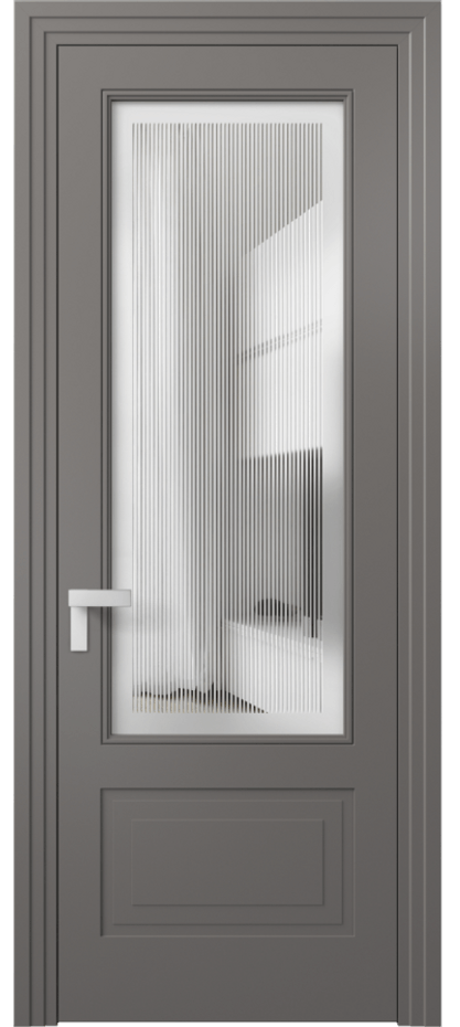 Межкомнатная дверь Rocca 8342 Матовый классический серый Сатинированное с гравировкой "Каннелюры", триплекс Цена 91899 ₽ | Volhovec