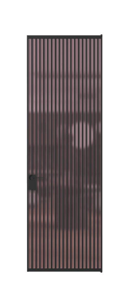 Алюминиевая дверь АЛПЛ040.06 Алюминий Черный Сатинированное розовое стекло, триплекс, 6мм Цена 208990  | Volhovec