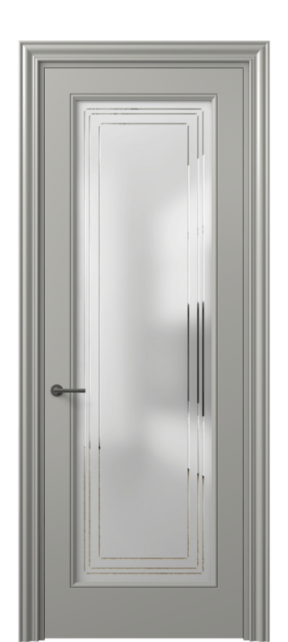 Межкомнатная дверь Mascot 8400 Матовый нейтральный серый Сатинированное стекло с гравировкой "Грани", триплекс, 7 мм Цена 77599 ₽ | Volhovec