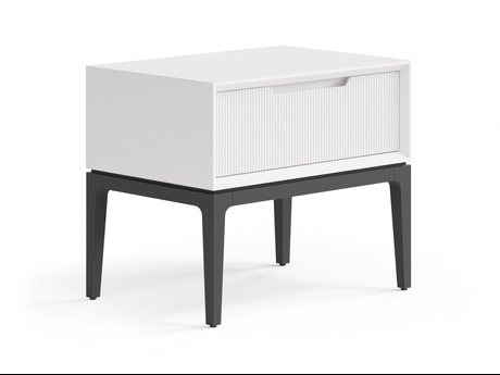 Мебель Тумба прикроватная Velvet 1 ящик. Цвет Матовый пудровый белый. Материал Гладкая эмаль. Коллекция Тумба прикроватная Velvet 1 ящик. Картинка.