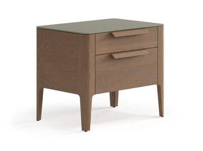 Мебель Тумба прикроватная Piega 2 ящика. Цвет Дуб туманный матовый. Материал Массив дуба матовый. Коллекция Тумба прикроватная Piega 2 ящика. Картинка.