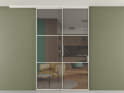 Алюминевая перегородка pv2_2_03 Серый прозрачное БЕЛ. Цвет Алюминий Белый. Материал Алюминий. Коллекция Перегородка Formato вдоль стены на потолок телескопик синхро 2. Картинка.