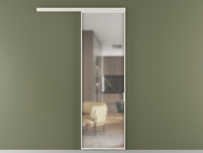 Алюминевая перегородка vd1_01 Matelux Crystalvision БЕЛ. Цвет Алюминий Белый. Материал Алюминий. Коллекция Перегородка Formato вдоль стены одностворчатая. Картинка.