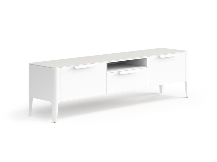 Мебель ТВ тумба Piega. Цвет Матовый светло-серый. Материал Гладкая эмаль. Коллекция ТВ тумба Piega. Картинка.