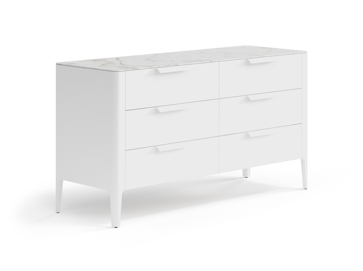 Мебель Комод Piega 6 ящиков. Цвет Матовый белоснежный. Материал Гладкая эмаль. Коллекция Комод Piega 6 ящиков. Картинка.