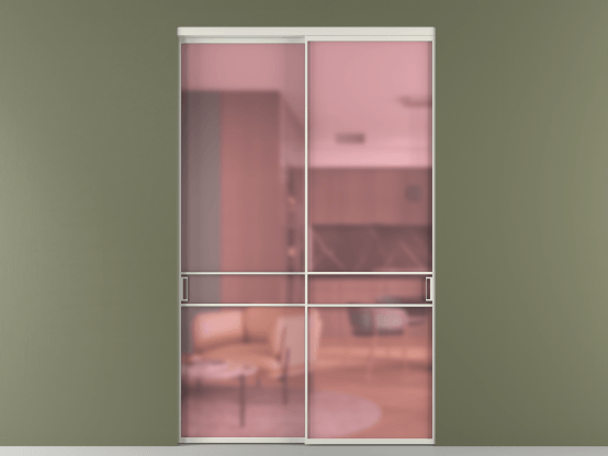 Алюминевая перегородка АЛПР 040.02_БЕЛ_САТ РОЗ_new. Цвет Алюминий Белый. Материал Алюминий. Коллекция Перегородка Formato внутри проёма 2 створки. Картинка.