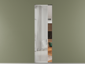 Алюминевая перегородка skr1_06_ Алюминий светло-серый Двустороннее зеркало. Цвет Алюминий светло-серый. Материал Алюминий в эмали. Коллекция Перегородка Formato скрытый пенал 1 створка. Картинка.