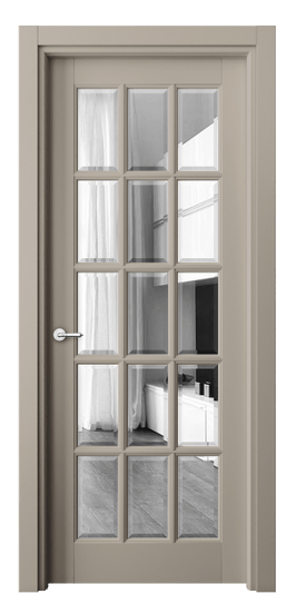 Дверь межкомнатная 6311 ББСК Зеркало с фацетом. Цвет Бук бисквитный. Материал Массив бука эмаль. Коллекция Toscana Grigliato. Картинка.