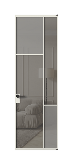 Дверь межкомнатная АЛПЛ041.10 АСР СБЖ Серый сатин матовое + Серый прозрачное. Цвет Алюминий серый. Материал Алюминий в эмали. Коллекция Mosaic. Картинка.