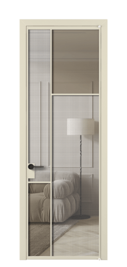Дверь межкомнатная АЛПЛ041.11 АБСР MS+Бронза триплекс. Цвет Алюминий бежево-серый. Материал Алюминий в эмали. Коллекция Mosaic. Картинка.