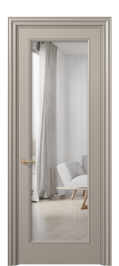 Дверь межкомнатная 8400 МБСК Двустороннее зеркало с гравировкой. Цвет Матовый бисквитный. Материал Гладкая эмаль. Коллекция Mascot. Картинка.