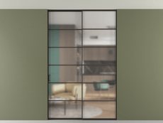 Перегородка Formato внутри проёма скрытое крепление в потолок 2 створки