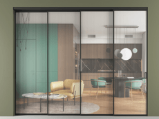 Перегородка Формато внутри проёма 4 створки с синхронным механизмом