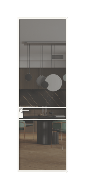 Дверь межкомнатная АЛПЛ040.02 Серый триплекс БЕЛ. Цвет Алюминий Белый. Материал Алюминий. Коллекция Formato. Картинка.